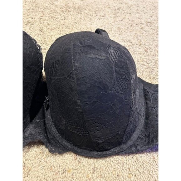 Torrid Curves Black BRA Lace Overlay Padded Push-up Cups - Picture 2 of 3